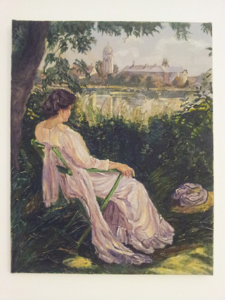 Haushofer-Tochter, Dame in Weiss blickt auf die Fraueninsel